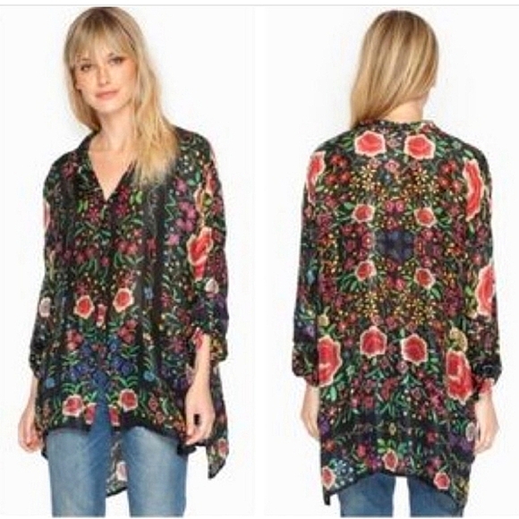 Johnny Was Multicolor Floral Sheer Top - Picture 3 of 3